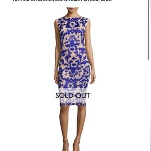 Alice + Olivia Blue and Cream Patterned Midi Dress